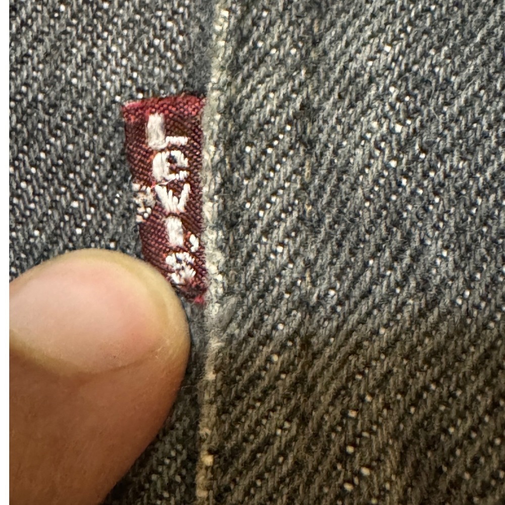 Rare Maroon Tab Levis 505 Black Jeans Made in USA Vintage Distressed 36x30